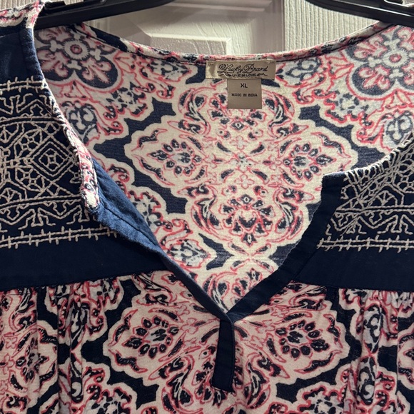 Lucky Boho Handkerchief Pattern Drop Shoulder Top - Picture 3 of 5